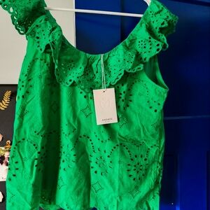 Women's eyelet Kelly Green top